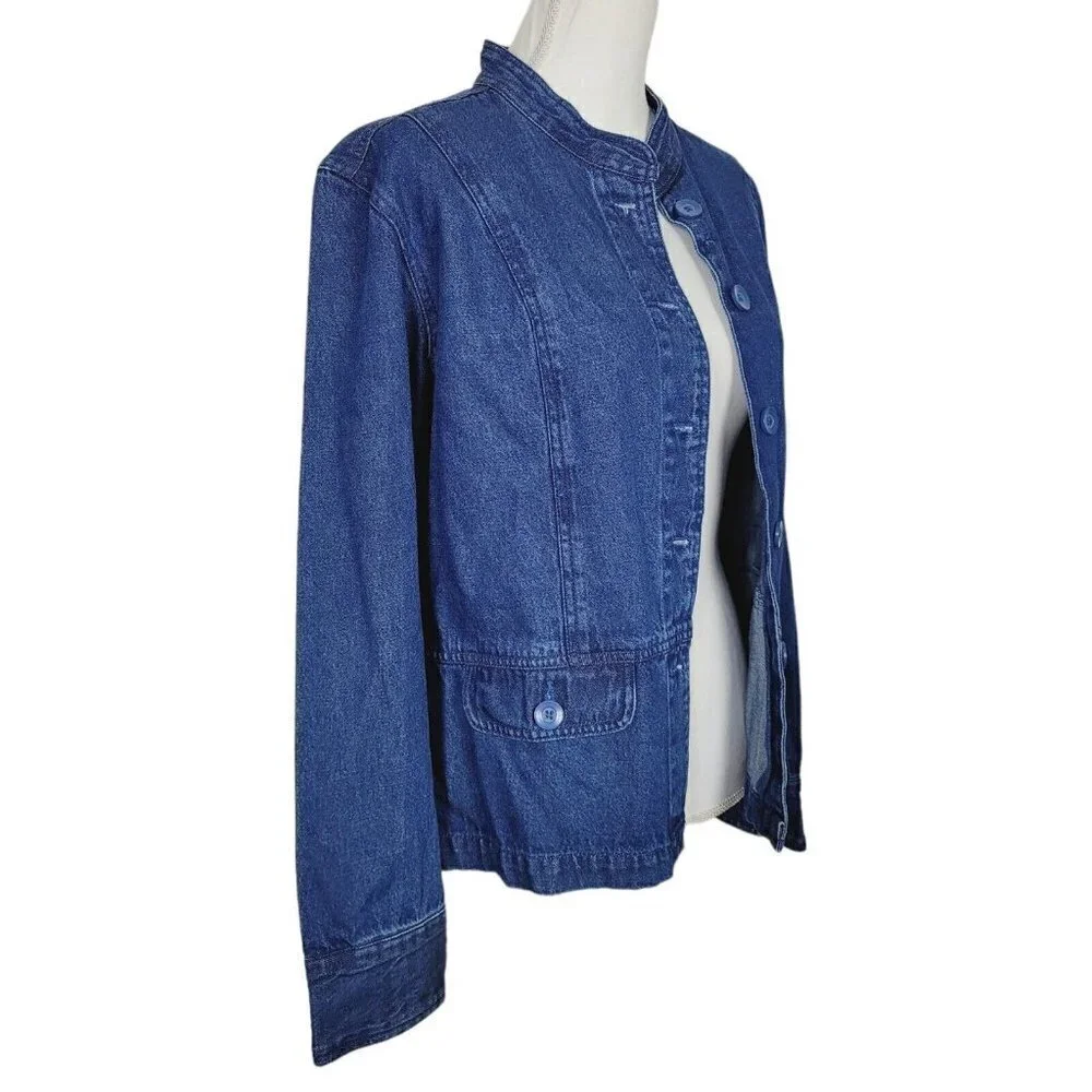 ALC Sz Large Denim Jean Jacket Blue Medium Wash Women's Casual Wear Fall Winter